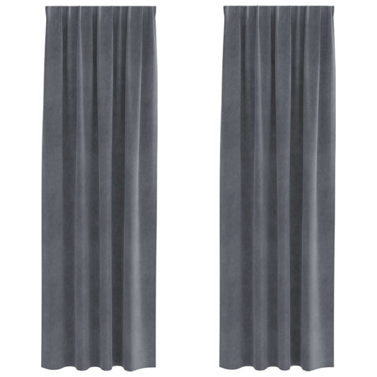 Cortinas opacas 2 pcs Cinzento-claro 140 x 245 cm Veludo