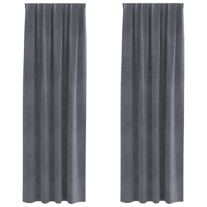 Cortinas opacas 2 pcs Cinzento-claro 140 x 260 cm Veludo
