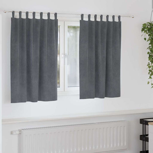 Cortinas com cortinas 2 pcs Cinzento-claro 140 x 140 cm Veludo