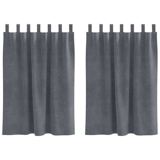 Cortinas com cortinas 2 pcs Cinzento-claro 140 x 140 cm Veludo
