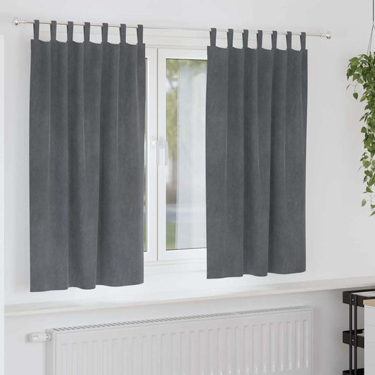 Cortinas com cortinas 2 pcs Cinzento-claro 140 x 175 cm Veludo