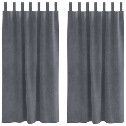 Cortinas com cortinas 2 pcs Cinzento-claro 140 x 175 cm Veludo
