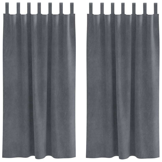 Cortinas com cortinas 2 pcs Cinzento-claro 140 x 175 cm Veludo
