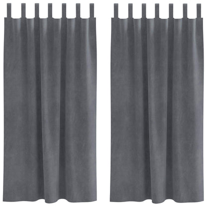 Cortinas opacas 2 pcs Cinzento-claro 140 x 175 cm Veludo