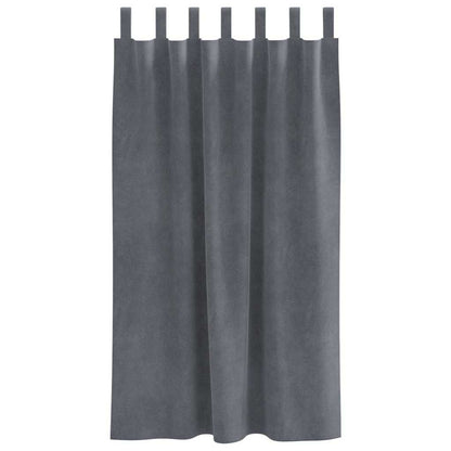 Cortinas com cortinas 2 pcs Cinzento-claro 140 x 175 cm Veludo