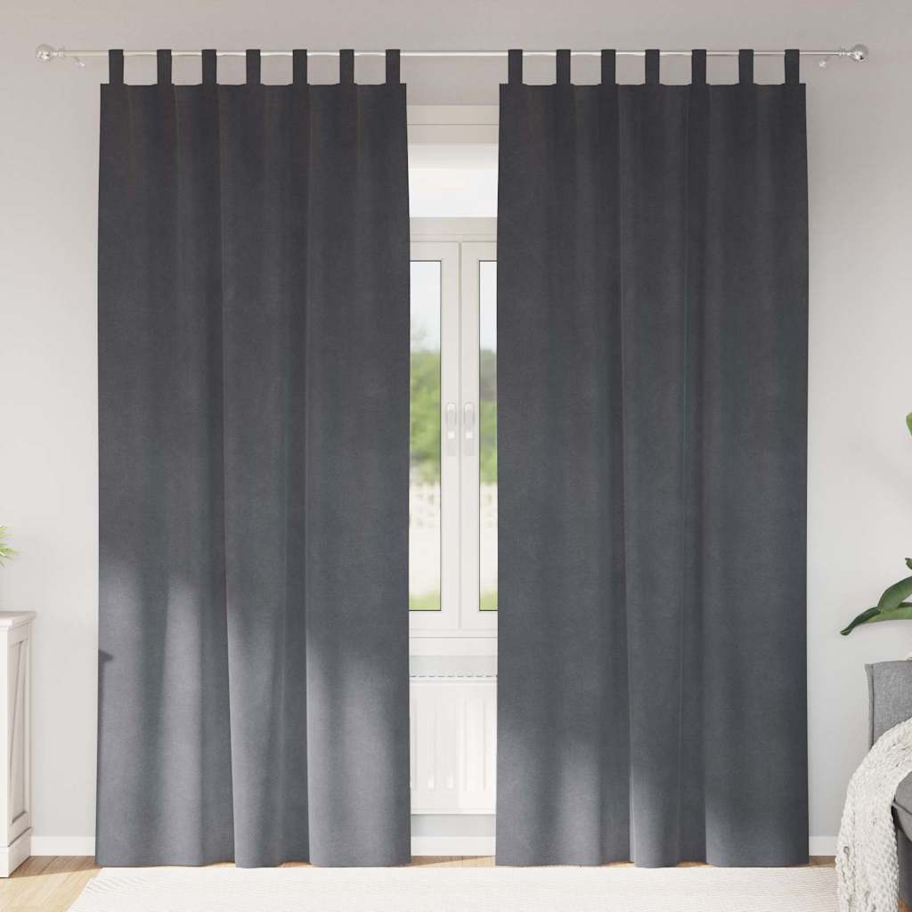 Cortinas com cortinas 2 pcs Cinzento-claro 140 x 225 cm Veludo