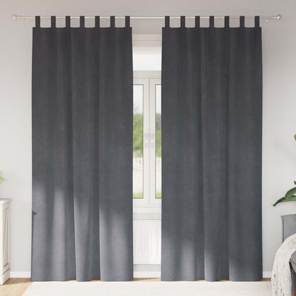 Cortinas opacas 2 pcs Cinzento-claro 140 x 225 cm Veludo