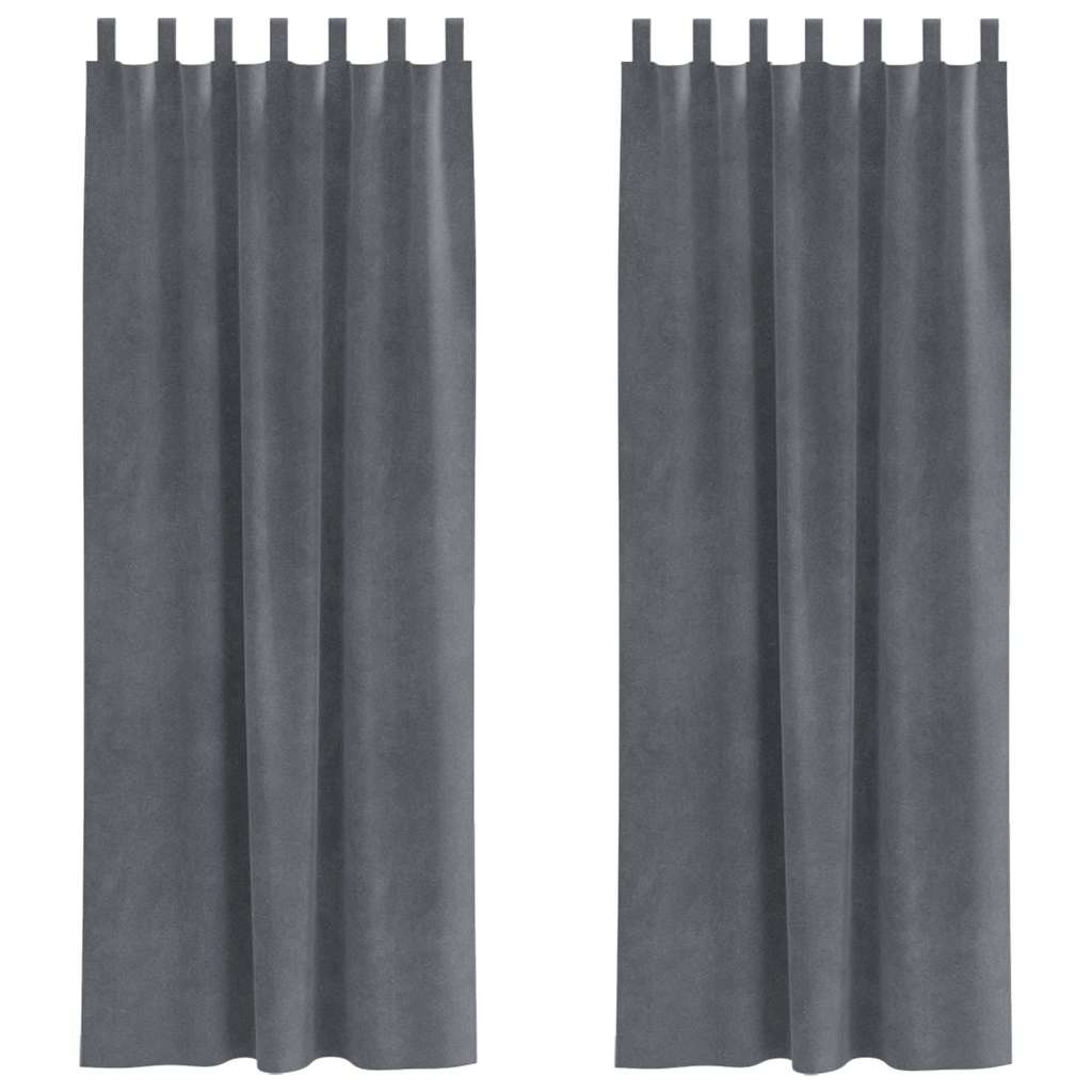 Cortinas com cortinas 2 pcs Cinzento-claro 140 x 225 cm Veludo