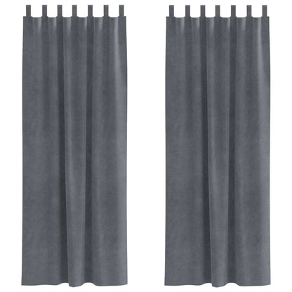 Cortinas com cortinas 2 pcs Cinzento-claro 140 x 225 cm Veludo