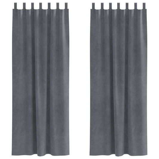 Cortinas com cortinas 2 pcs Cinzento-claro 140 x 225 cm Veludo
