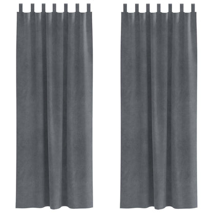 Cortinas opacas 2 pcs Cinzento-claro 140 x 225 cm Veludo