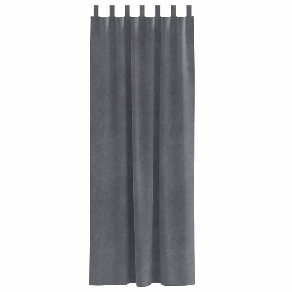 Cortinas com cortinas 2 pcs Cinzento-claro 140 x 225 cm Veludo