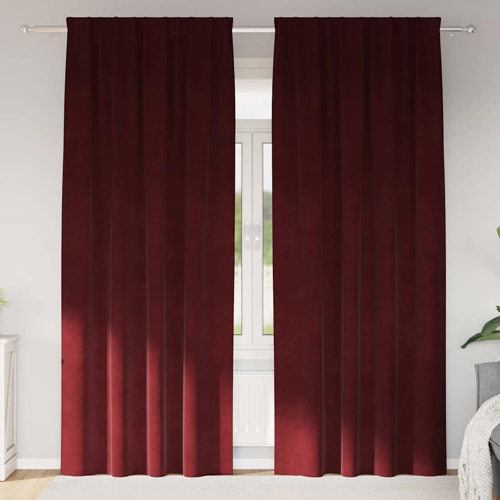 Cortinas com cortinas 2 pcs vermelho tinto 140 x 245 cm Veludo