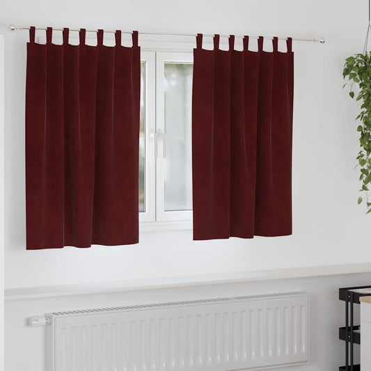 Cortinas com cortinas 2 pcs vermelho tinto 140 x 140 cm Veludo