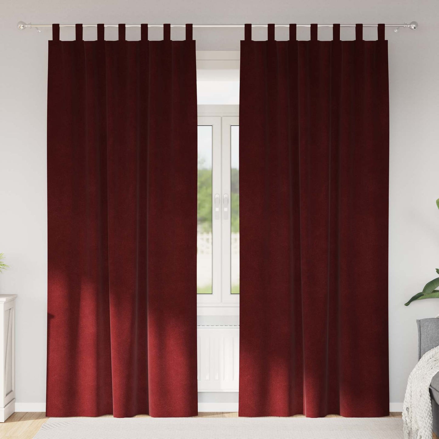 Cortinas opacas 2 pcs Vinho Vermelho 140 x 245 cm Veludo