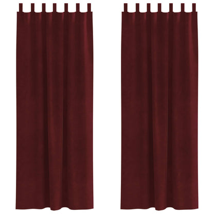Cortinas opacas 2 pcs Vinho Vermelho 140 x 245 cm Veludo