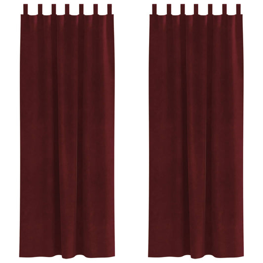 Cortinas opacas 2 pcs Vinho Vermelho 140 x 245 cm Veludo