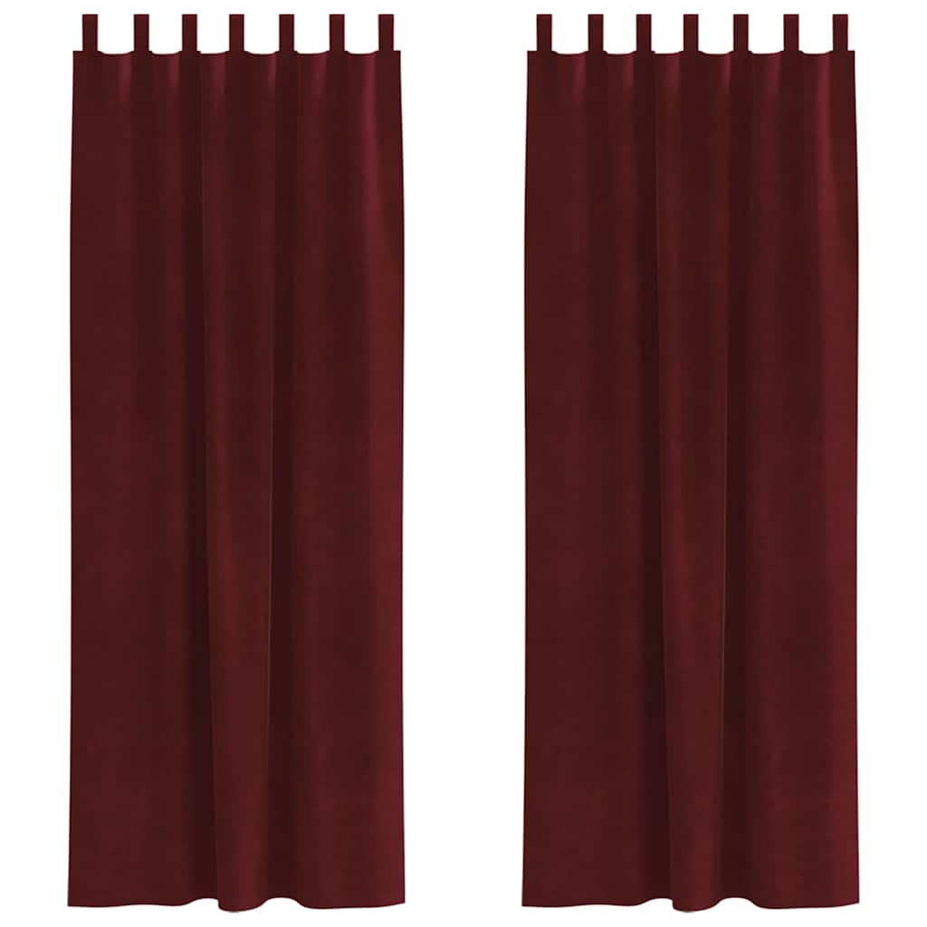 Cortinas com cortinas 2 pcs Vinho Vermelho 140 x 260 cm Veludo