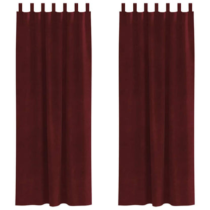 Cortinas com cortinas 2 pcs Vinho Vermelho 140 x 260 cm Veludo