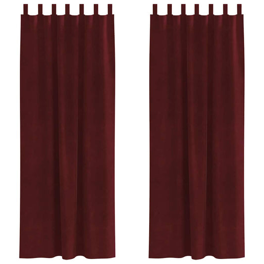 Cortinas com cortinas 2 pcs Vinho Vermelho 140 x 260 cm Veludo