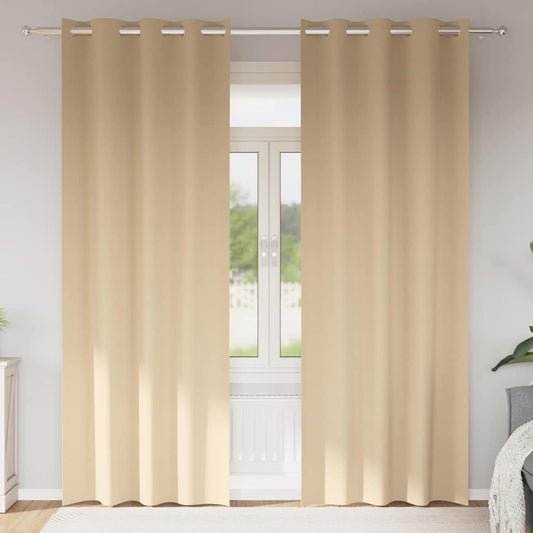 Cortinas opacas com cortinas Creme Poliéster