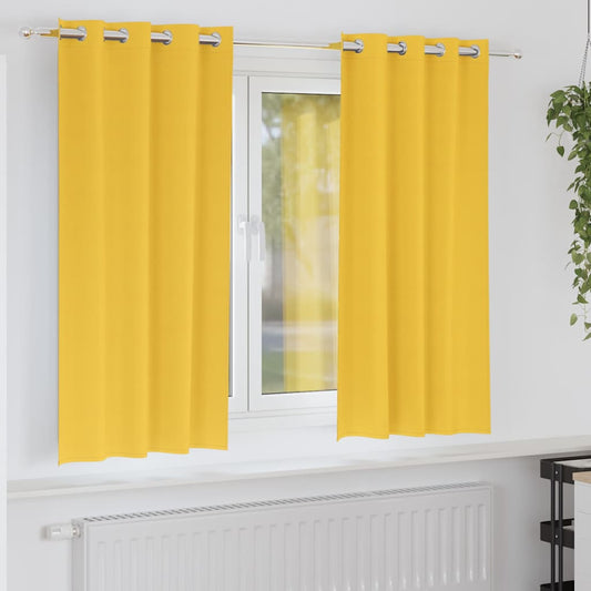 Cortinas opacas com cortinas Amarelo Mostarda Poliéster