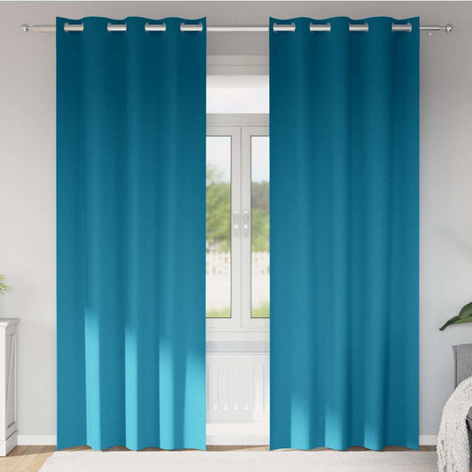 Cortinas opacas com cortinas Turquesa Poliéster