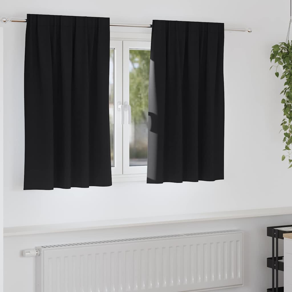Cortinas opacas com cortinas Preto Poliéster