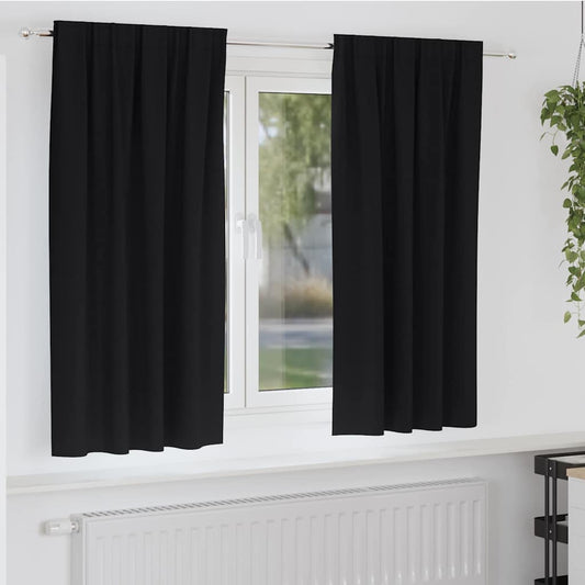 Cortinas opacas com cortinas Preto Poliéster