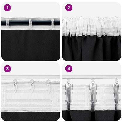 Cortinas opacas com cortinas Preto Poliéster