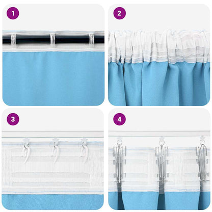Cortinas opacas com cortinas Azul Claro Poliéster