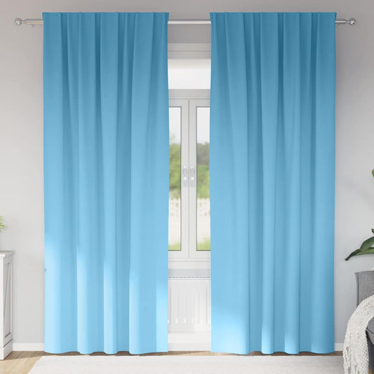 Cortinas opacas com cortinas Azul Claro Poliéster