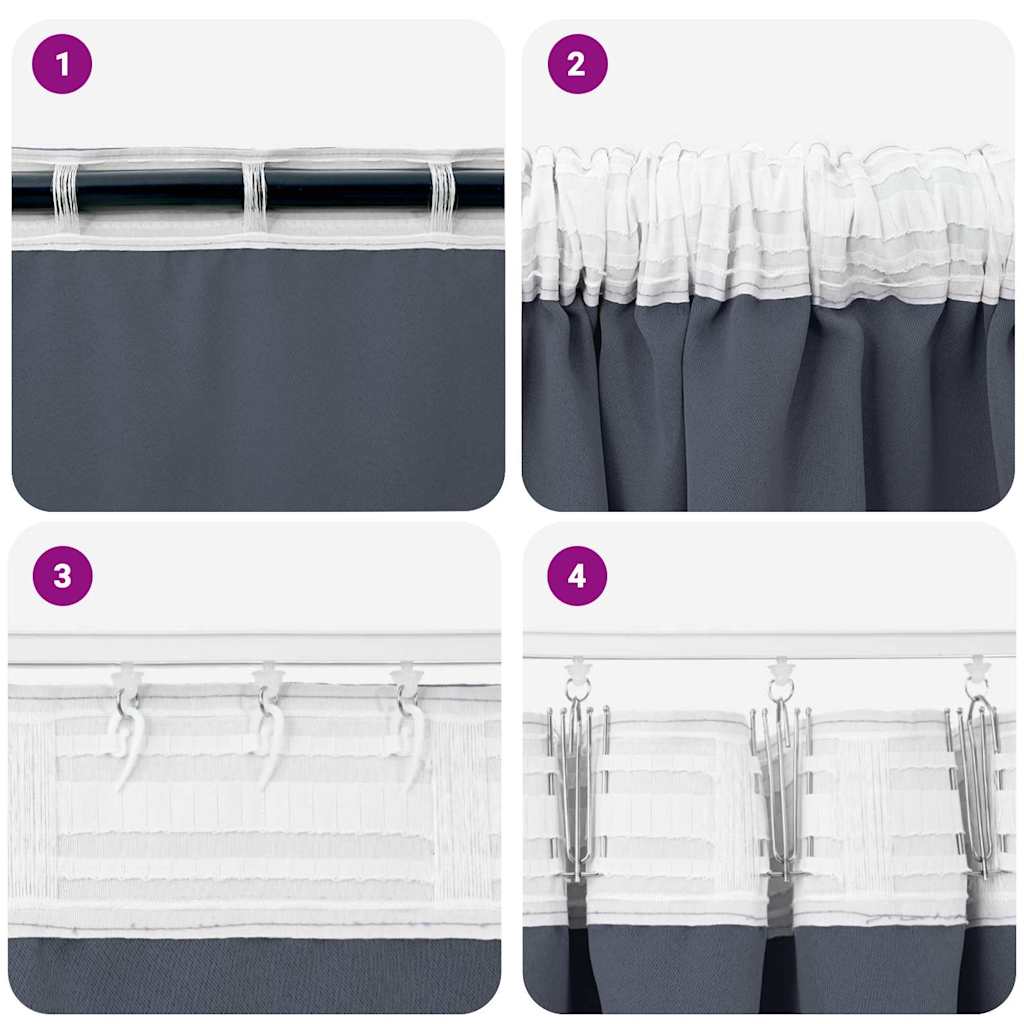 Cortinas opacas com cortinas Antracite Poliéster