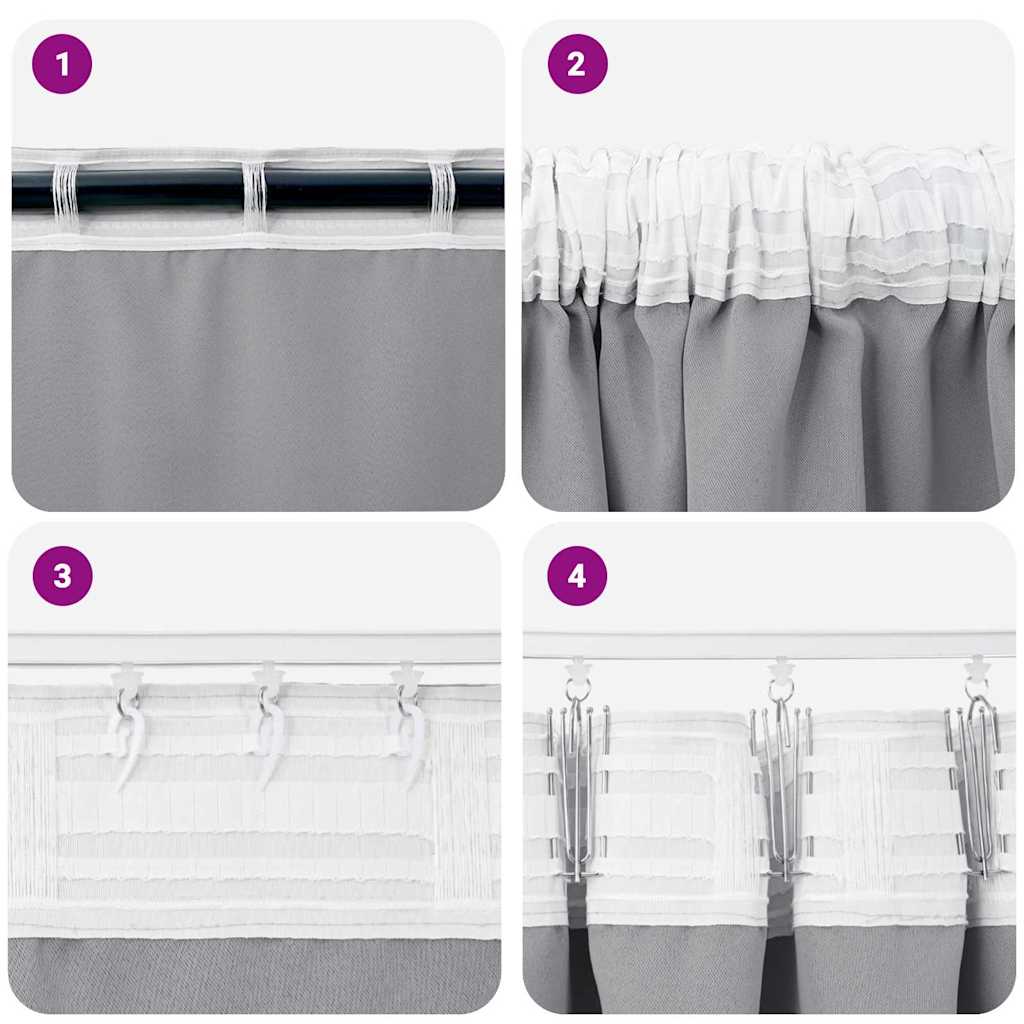 Cortinas opacas com cortinas Cinzento-claro Poliéster