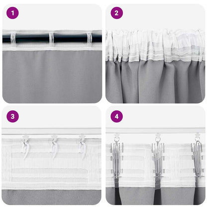 Cortinas opacas com cortinas Cinzento-claro Poliéster