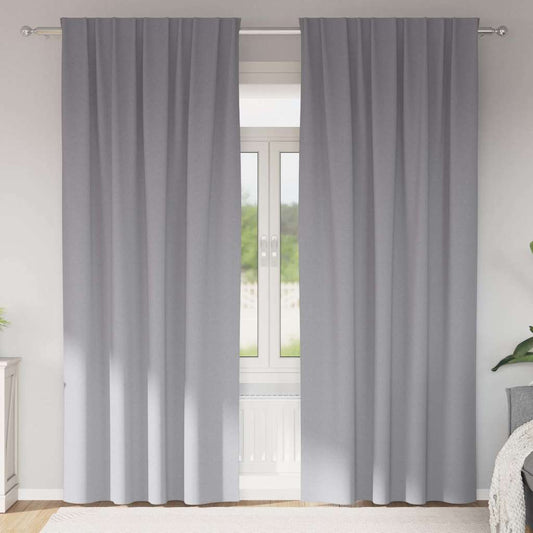Cortinas opacas com cortinas Cinzento-claro Poliéster