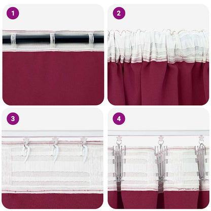 Cortinas opacas com cortinas Vinho Vermelho Poliéster
