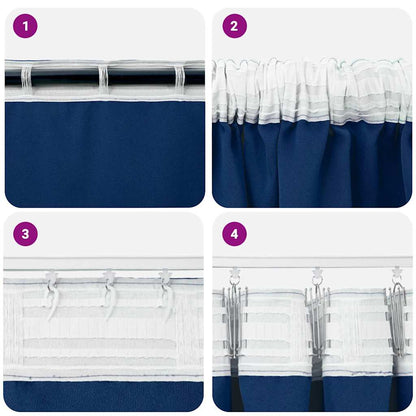 Cortinas opacas com cortinas Azul Escuro Poliéster