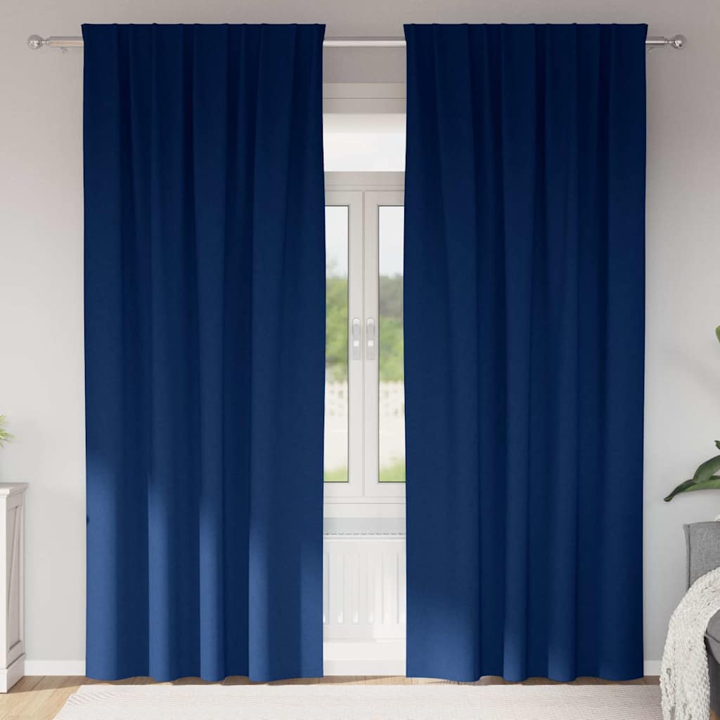 Cortinas opacas com cortinas Azul Escuro Poliéster