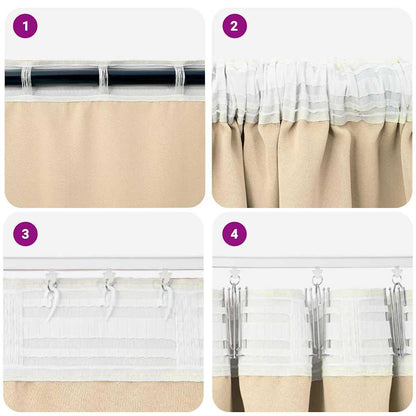 Cortinas opacas com cortinas Creme Poliéster