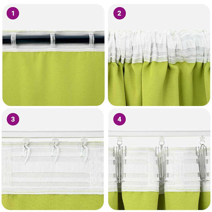 Cortinas opacas com cortinas Verde Poliéster