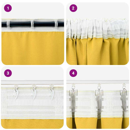 Cortinas opacas com cortinas Amarelo Mostarda Poliéster