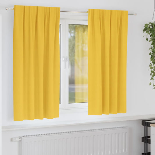 Cortinas opacas com cortinas Amarelo Mostarda Poliéster