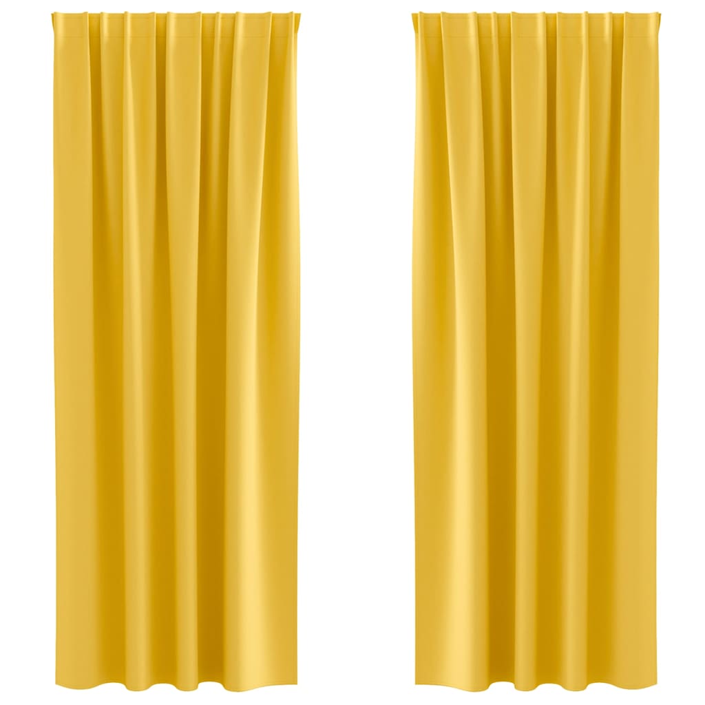 Cortinas opacas com cortinas Amarelo Mostarda Poliéster