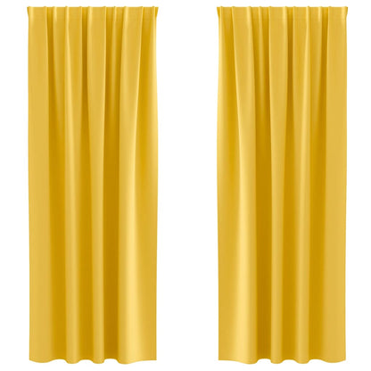 Cortinas opacas com cortinas Amarelo Mostarda Poliéster