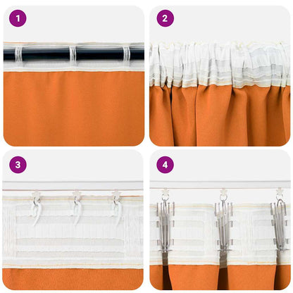Cortinas opacas com cortinas Bright Orange Poliéster