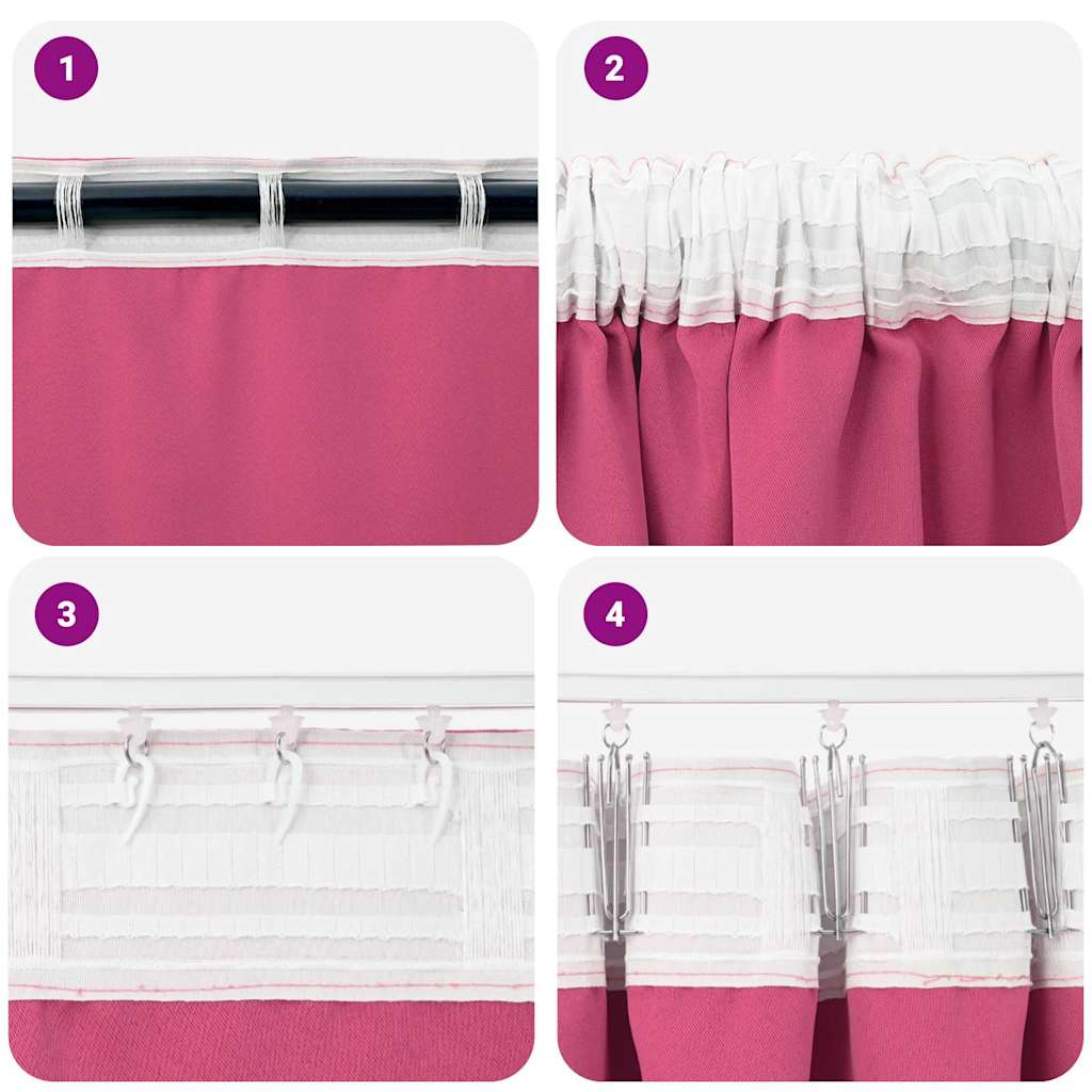 Cortinas opacas com cortinas Bright Pink Poliéster