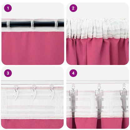 Cortinas opacas com cortinas Bright Pink Poliéster