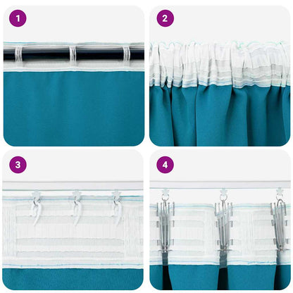 Cortinas opacas com cortinas Turquesa Poliéster