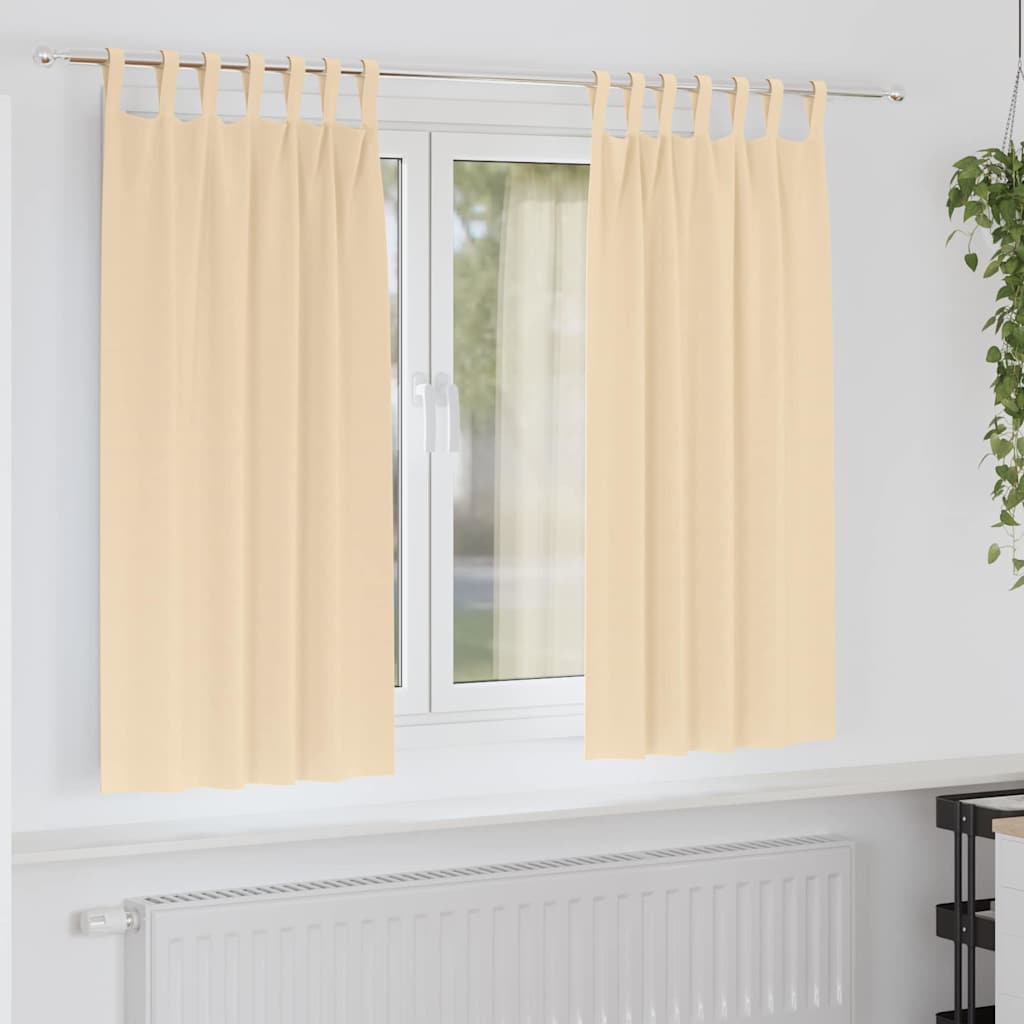 Cortinas opacas com cortinas Creme Poliéster